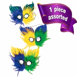 Mardi Gras Two-Tone Feather Half Masks 1pc